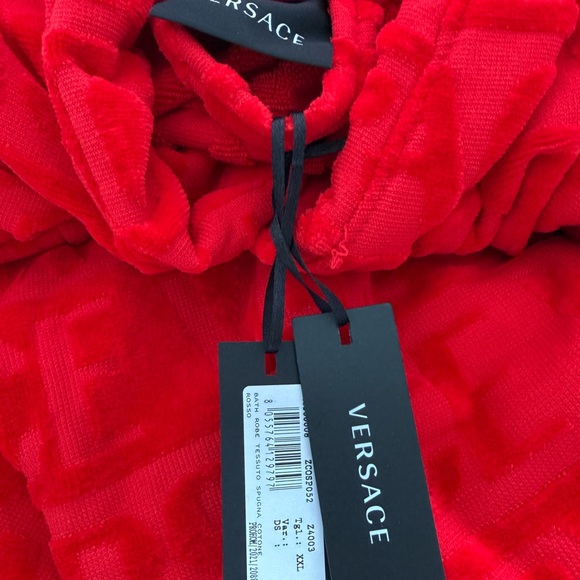 Versace Vibrant Red Robe with Gold Accents - Picture 3 of 3
